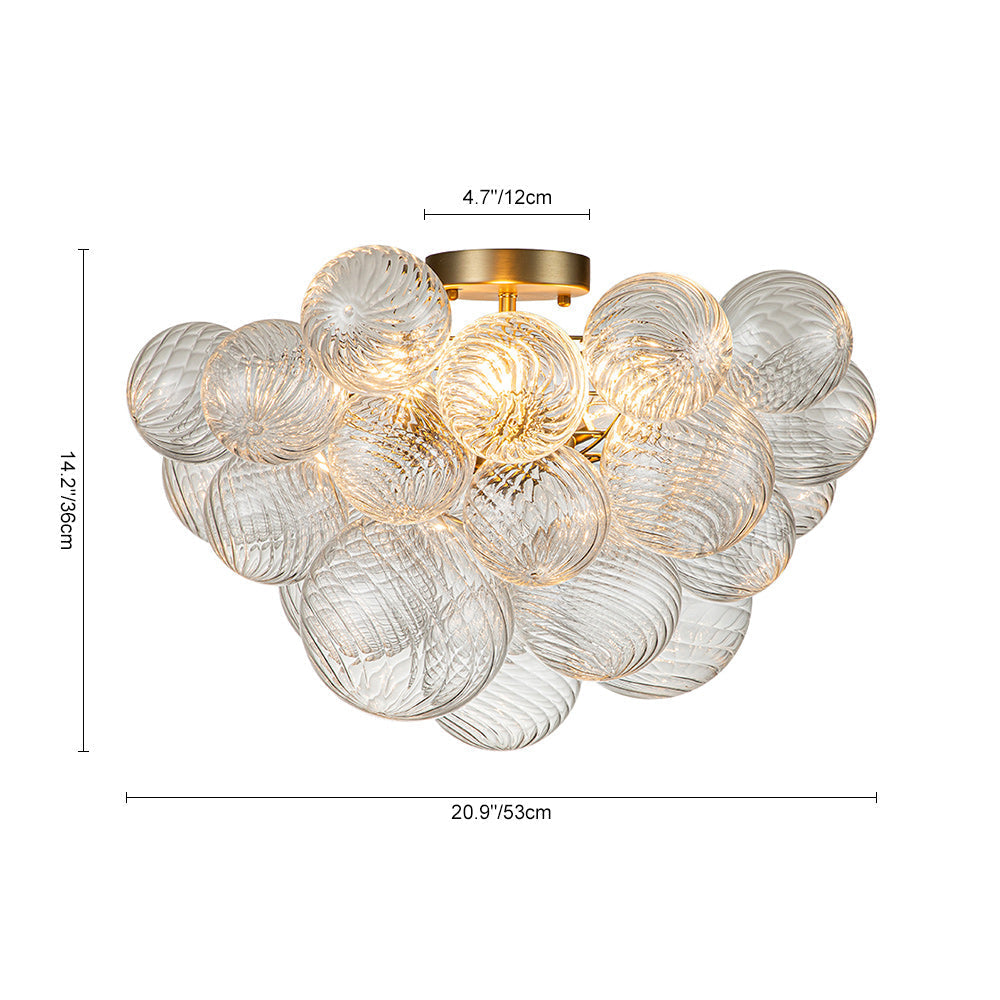 Elmyst Bubble Glass Semi Flush Chandelier - Lamp Copper