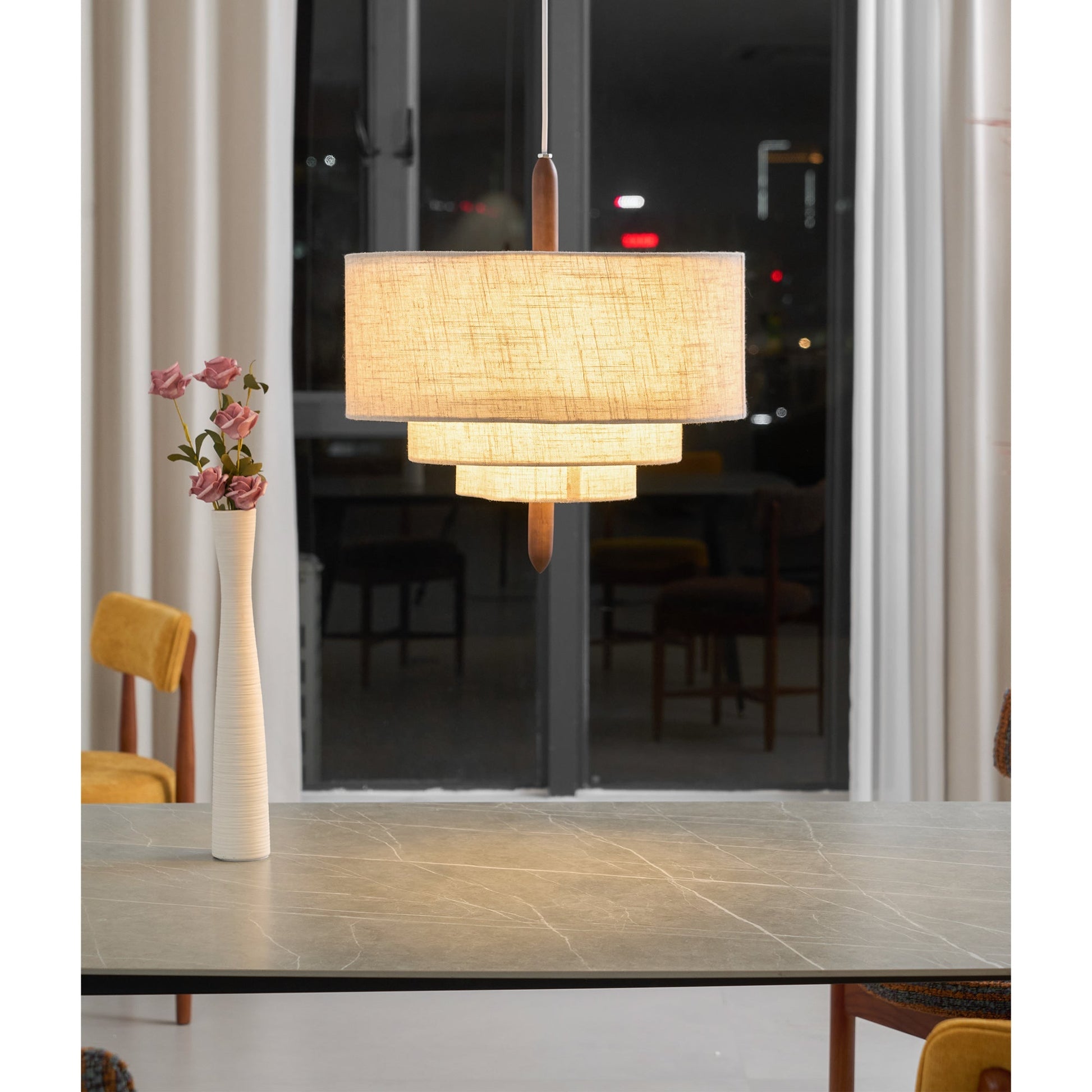 Altheus Premium Nordic Pebble Fabric Metal Pendant Lamp - Lamp Copper