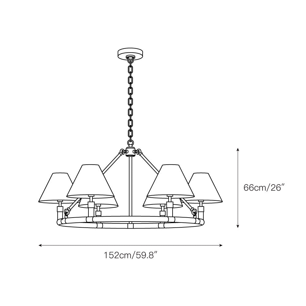 Lymara Vintage Industrial Robert Fabric Chandelier - Lamp Copper