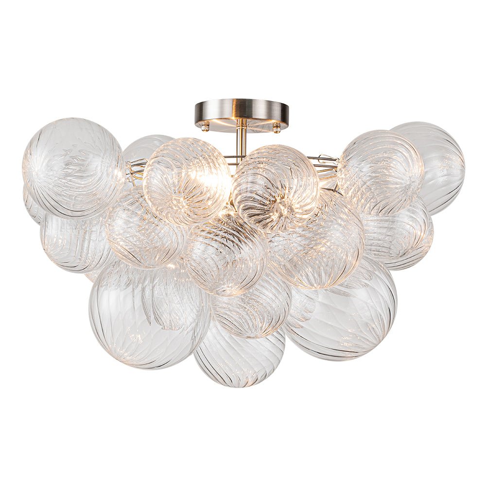 Brillia Modern Glass Bubble Semi Flush Chandelier - Lamp Copper