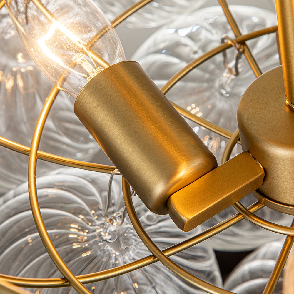 Brillia Modern Glass Bubble Semi Flush Chandelier - Lamp Copper