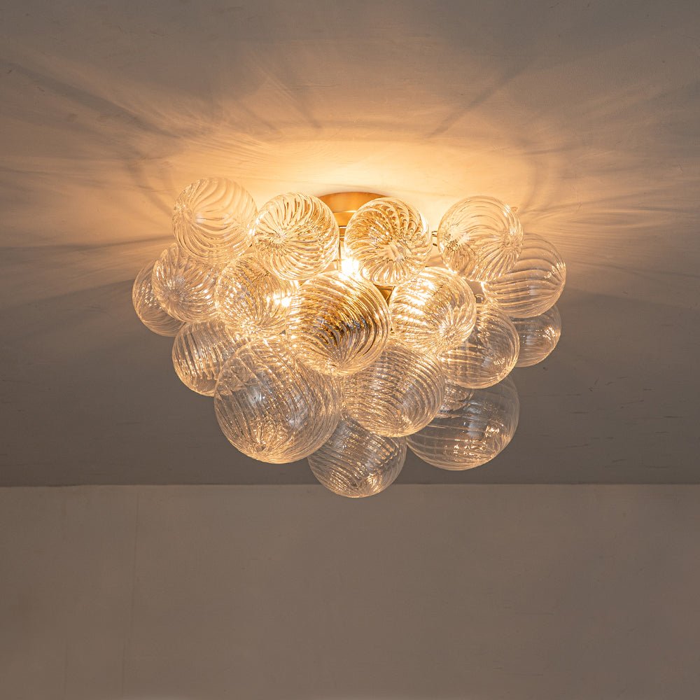 Brillia Modern Glass Bubble Semi Flush Chandelier - Lamp Copper