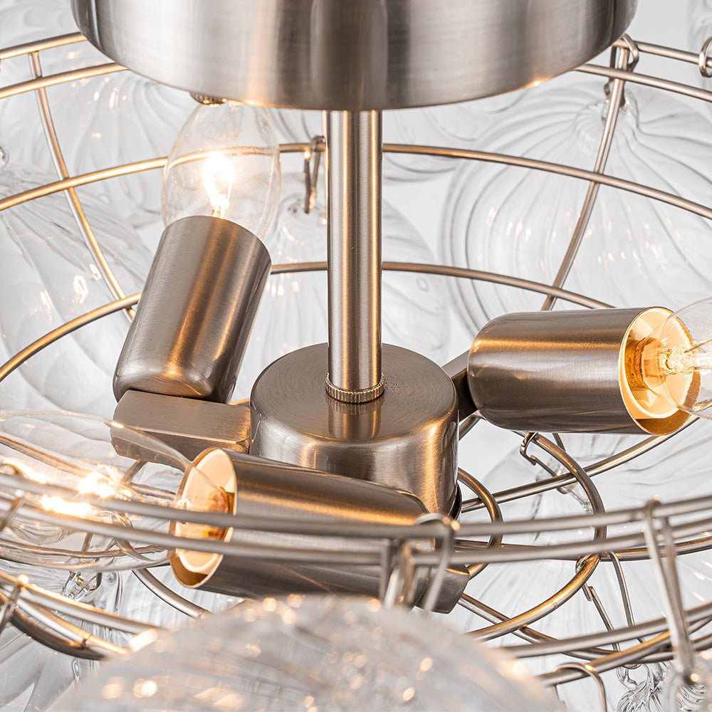 Brillia Modern Glass Bubble Semi Flush Chandelier - Lamp Copper