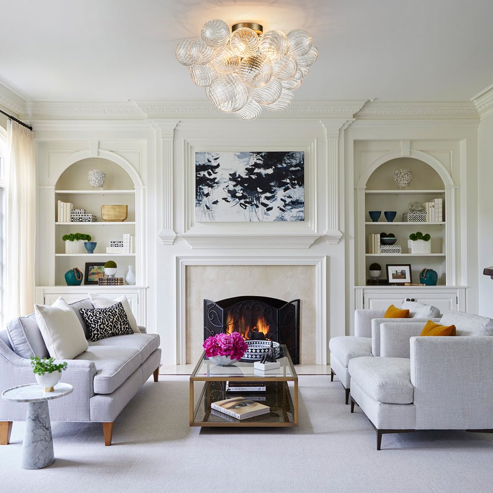 Brillia Modern Glass Bubble Semi Flush Chandelier - Lamp Copper