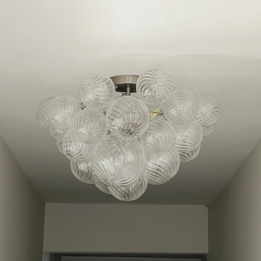 Brillia Modern Glass Bubble Semi Flush Chandelier - Lamp Copper