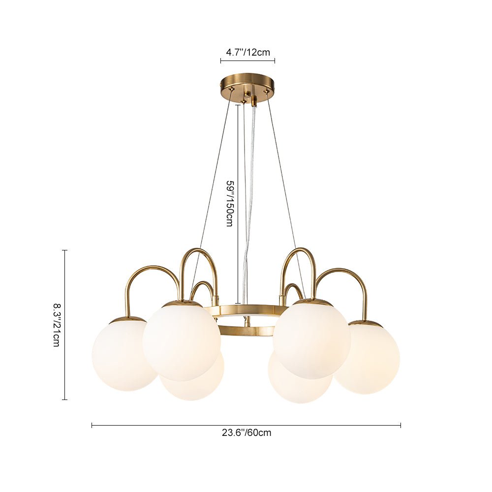 Ulfuvyt Frosted Globe Bubble Glass Chandelier - Lamp Copper