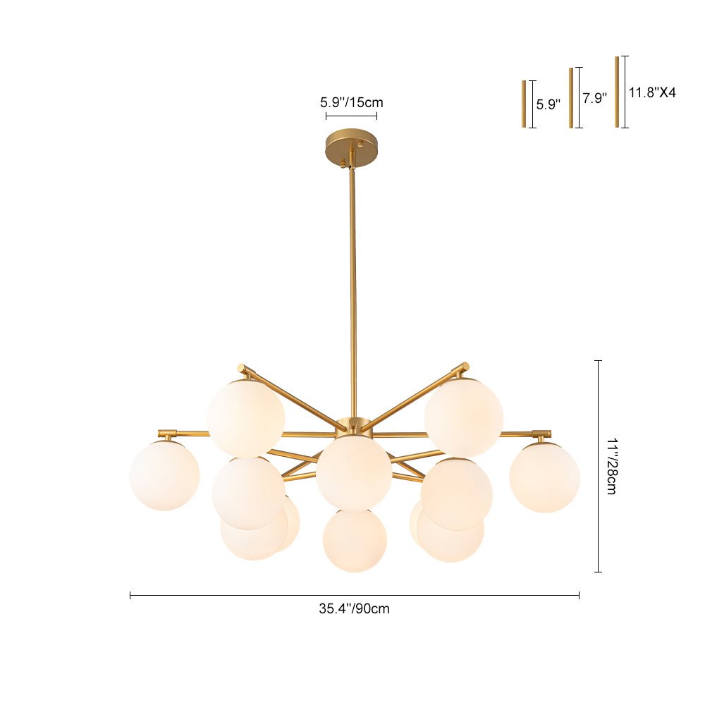 Xenuvux Sputnik Frosted Bubble Glass Pendant Chandelier - Lamp Copper