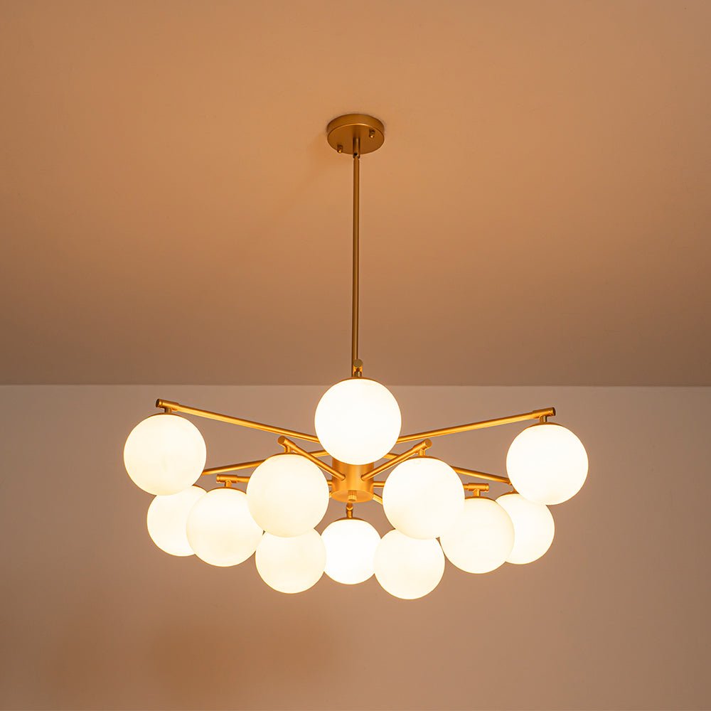 Xenuvux Sputnik Frosted Bubble Glass Pendant Chandelier - Lamp Copper