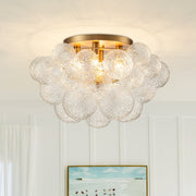 Ornuvum Cluster Rippled Bubble Glass Semi Flush Chandelier - Lamp Copper
