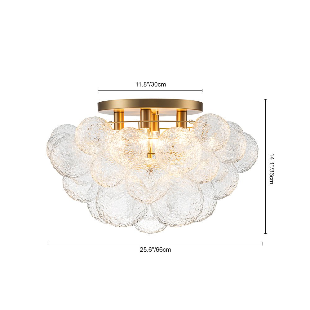 Ornuvum Cluster Rippled Bubble Glass Semi Flush Chandelier - Lamp Copper
