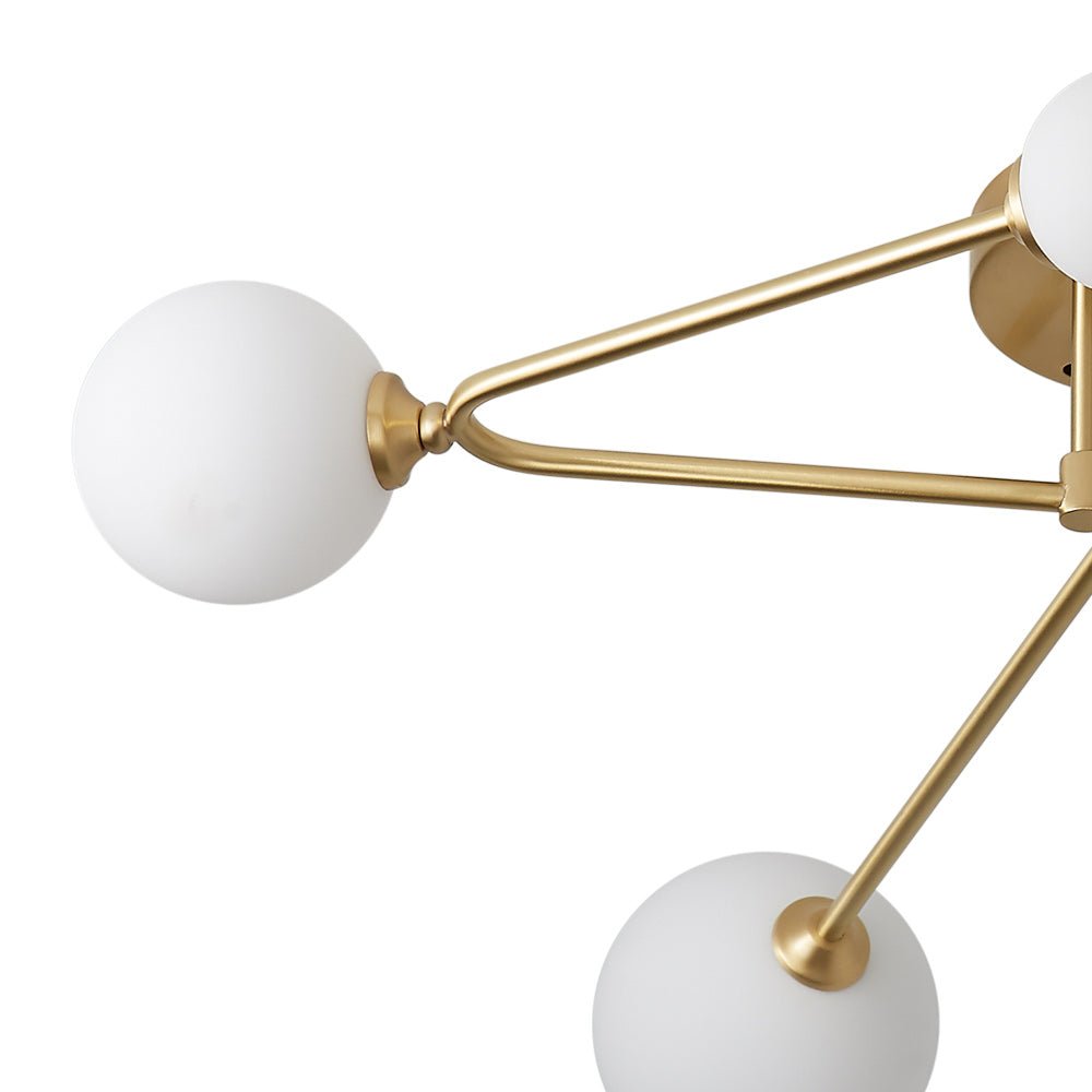 Lysvit Linear Metal Glass Semi Flush Mount Ceiling Light - Lamp Copper