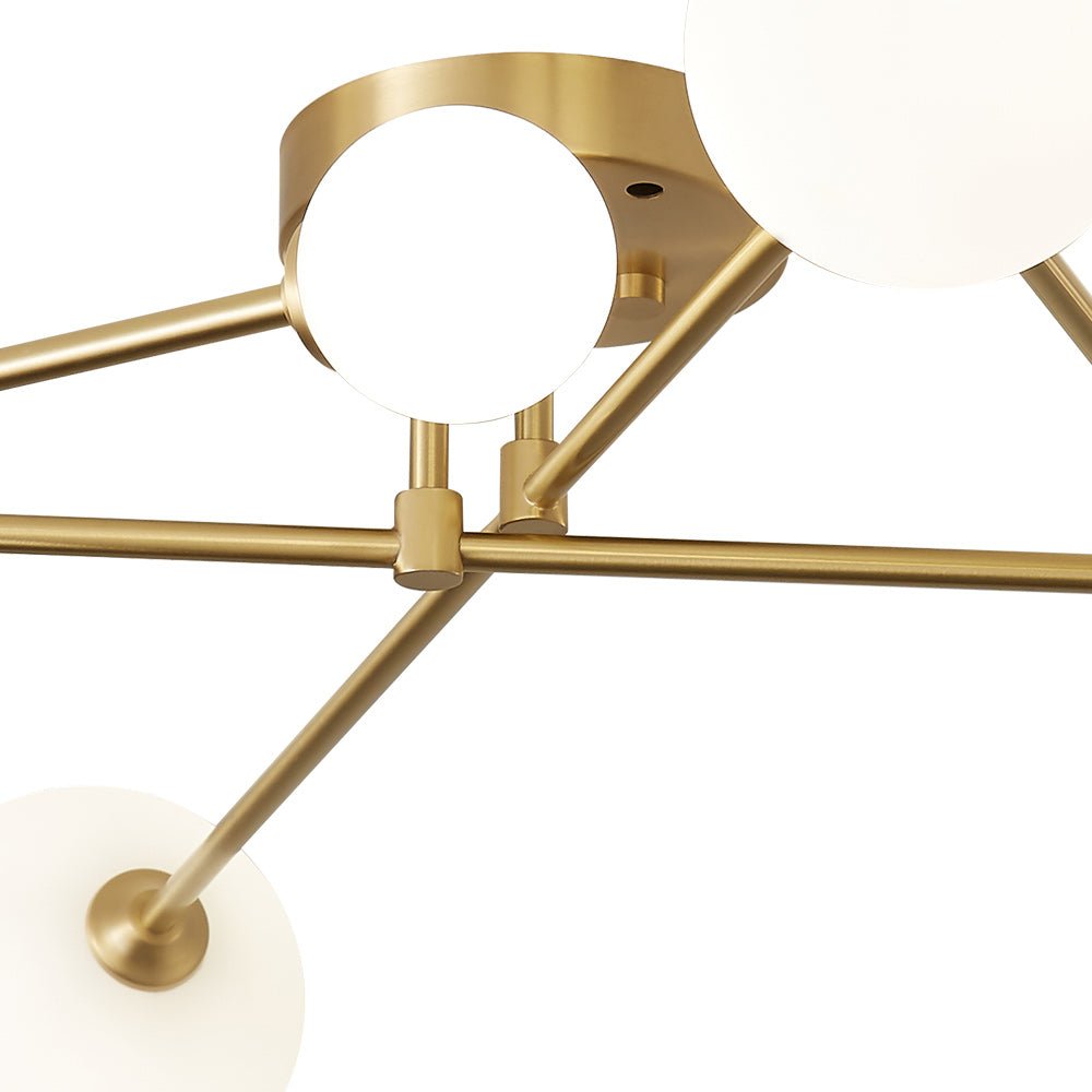 Lysvit Linear Metal Glass Semi Flush Mount Ceiling Light - Lamp Copper