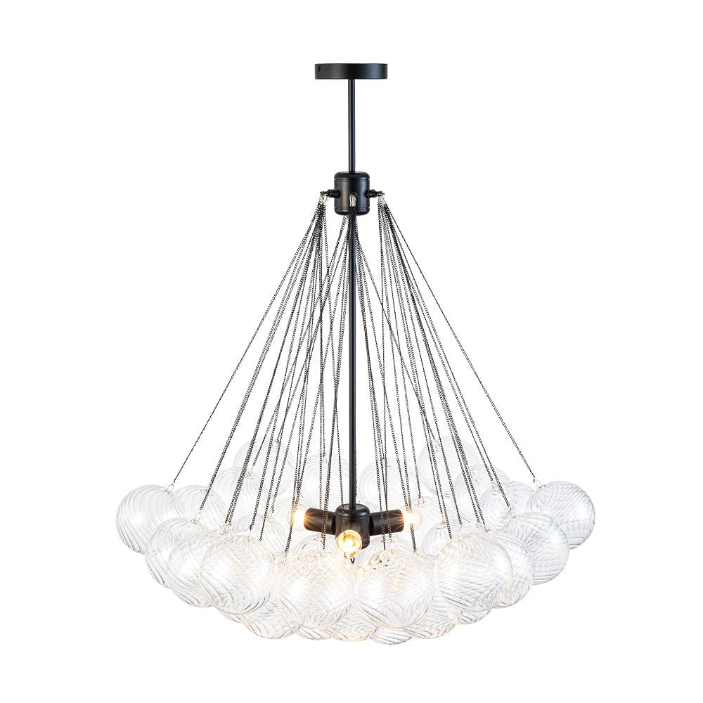 Aevuvox Glam Ribbed Globe Textured Cluster Glass Chandelier - Lamp Copper