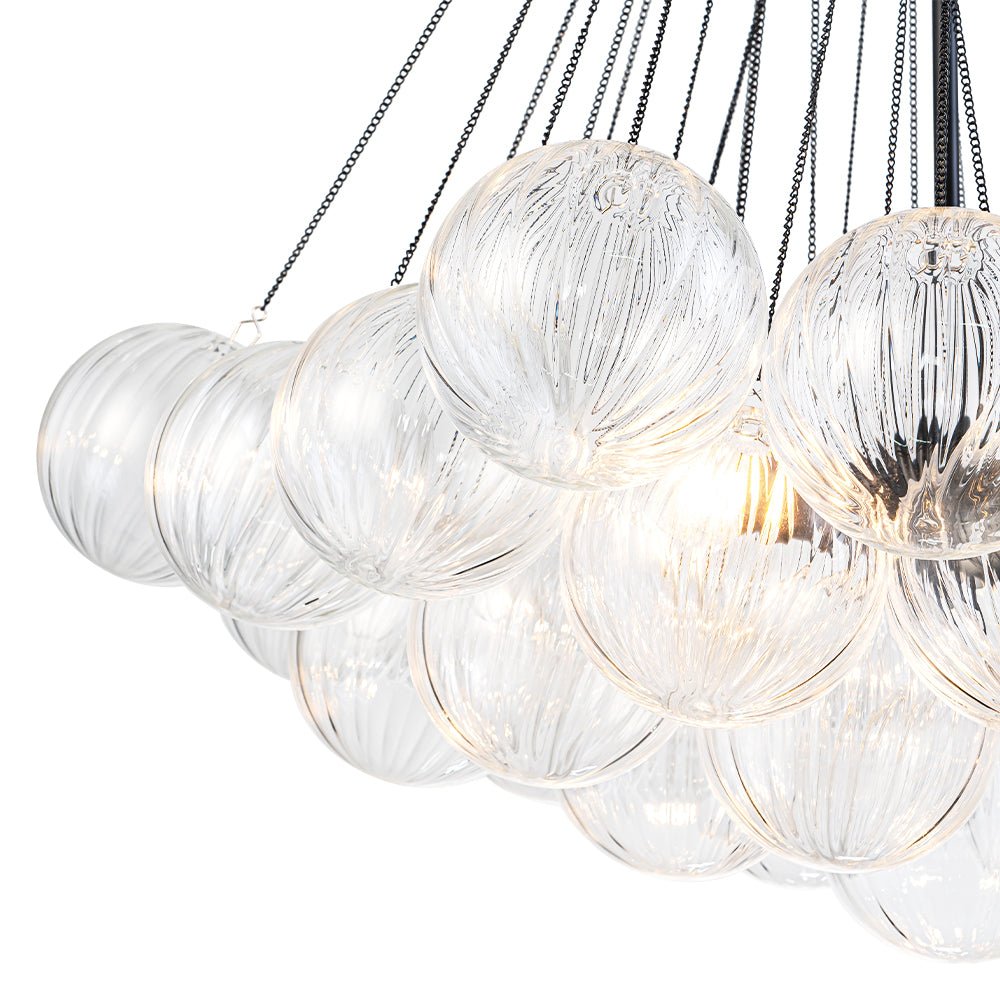 Aevuvox Glam Ribbed Globe Textured Cluster Glass Chandelier - Lamp Copper