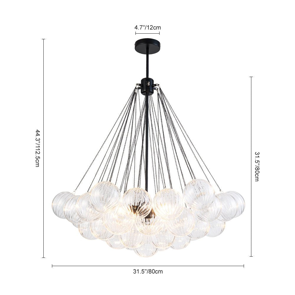 Aevuvox Glam Ribbed Globe Textured Cluster Glass Chandelier - Lamp Copper