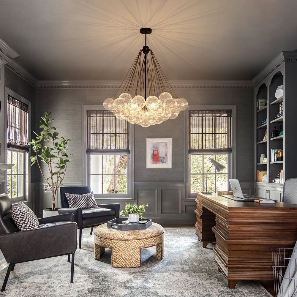 Aevuvox Glam Ribbed Globe Textured Cluster Glass Chandelier - Lamp Copper