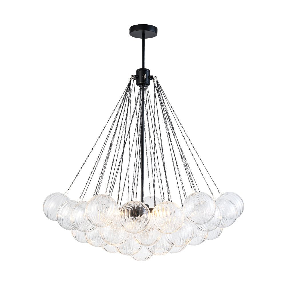 Aevuvox Glam Ribbed Globe Textured Cluster Glass Chandelier - Lamp Copper