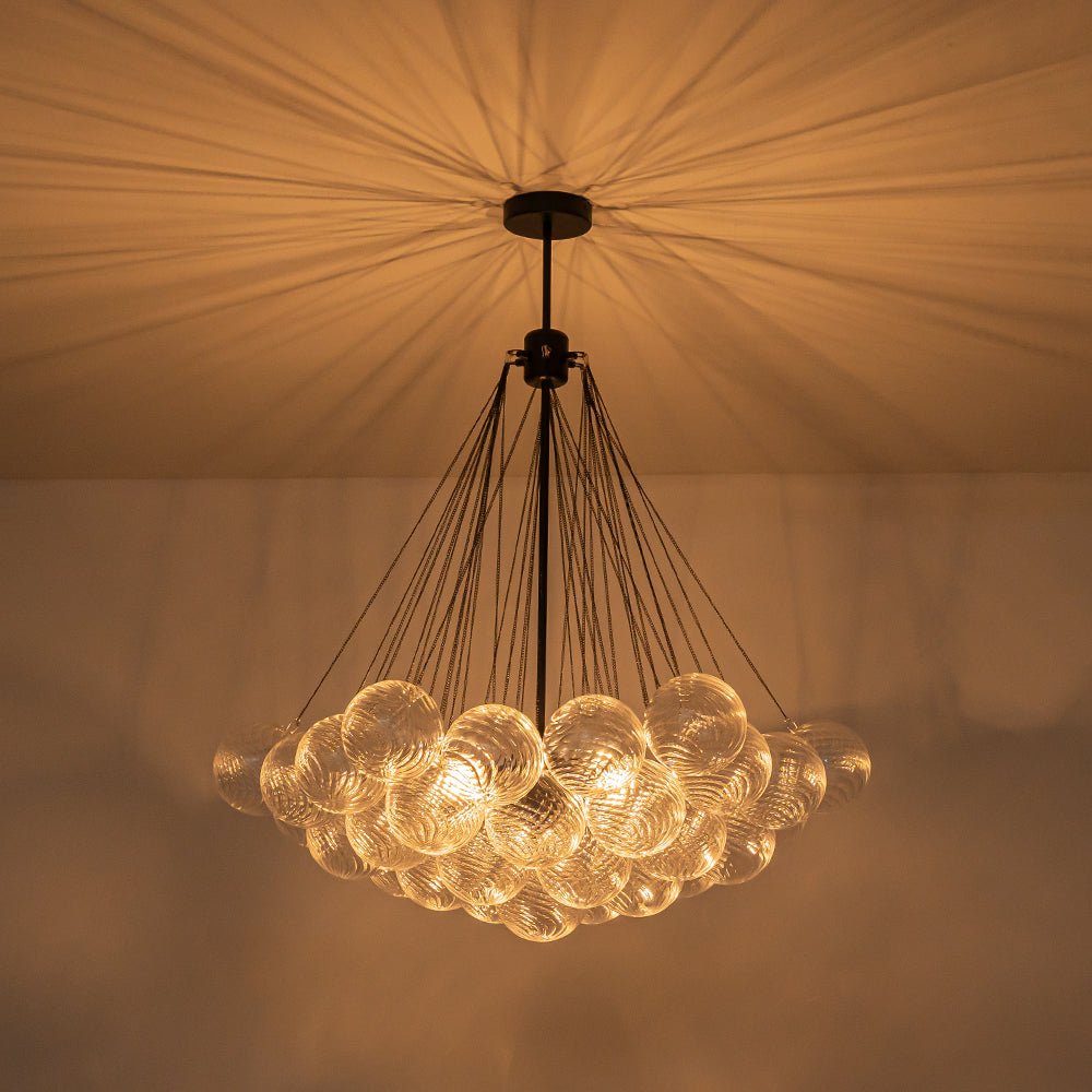 Aevuvox Glam Ribbed Globe Textured Cluster Glass Chandelier - Lamp Copper