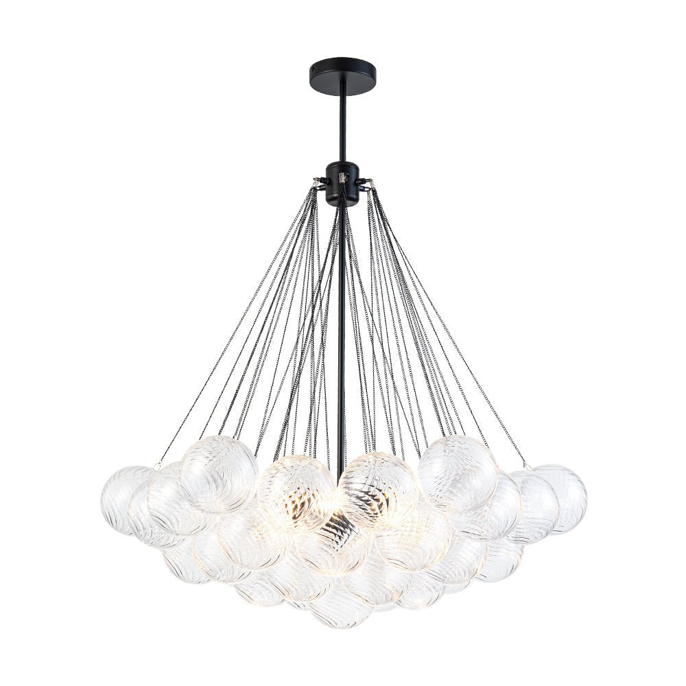 Aevuvox Glam Ribbed Globe Textured Cluster Glass Chandelier - Lamp Copper