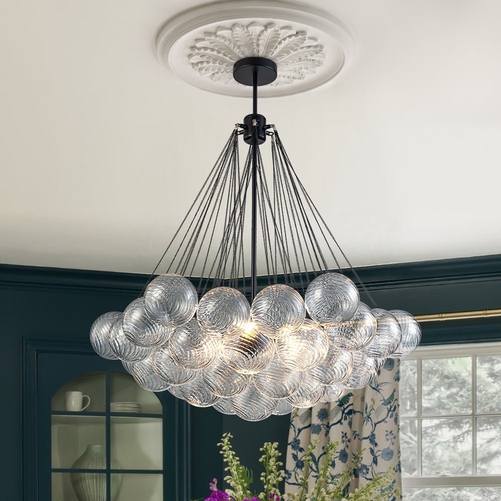 Aevuvox Glam Ribbed Globe Textured Cluster Glass Chandelier - Lamp Copper