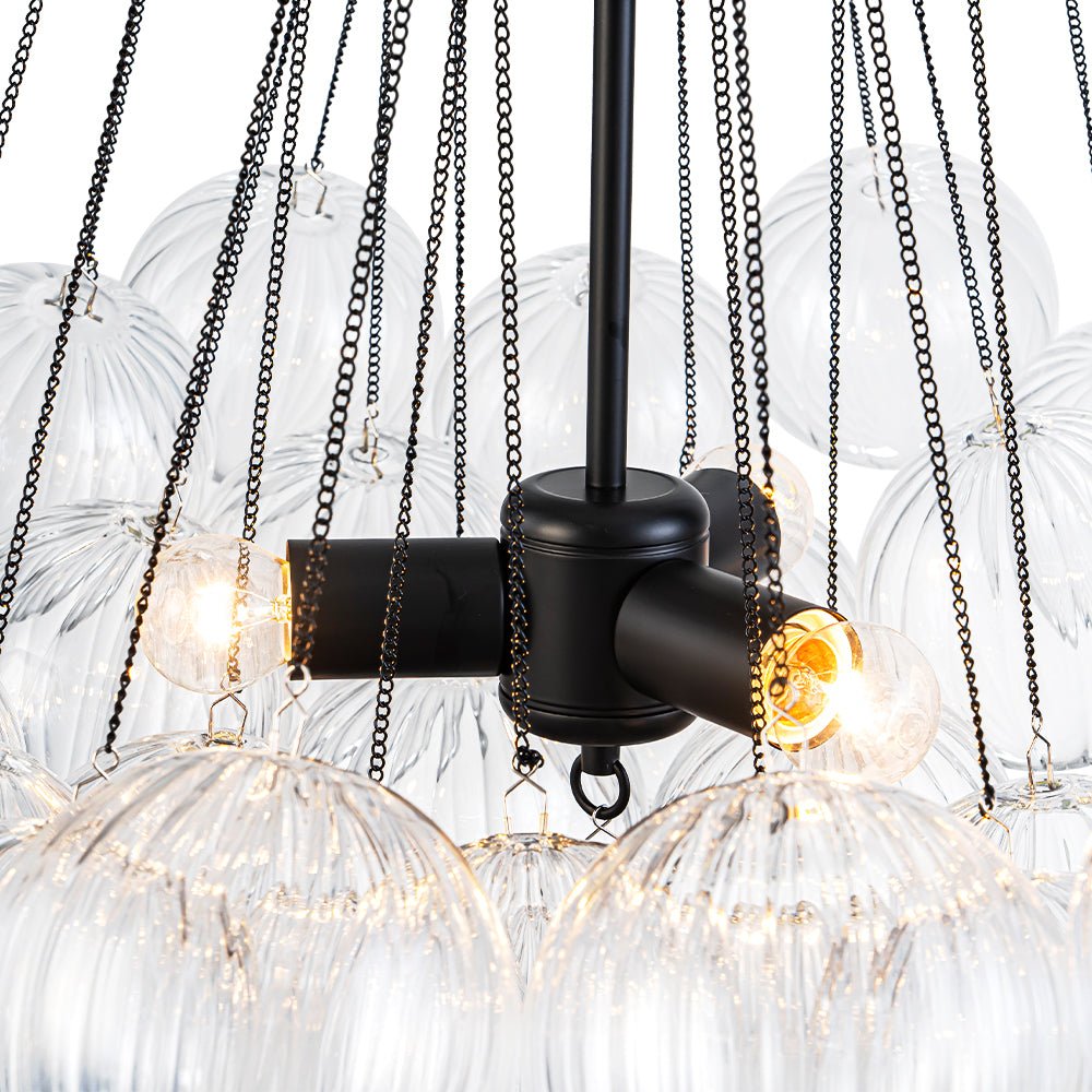 Aevuvox Glam Ribbed Globe Textured Cluster Glass Chandelier - Lamp Copper