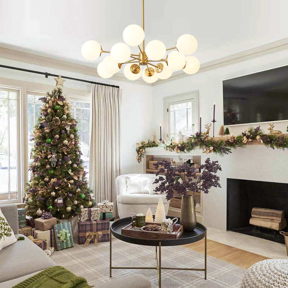 Glazia Minimalist Opal Glass Chandelier - Lamp Copper