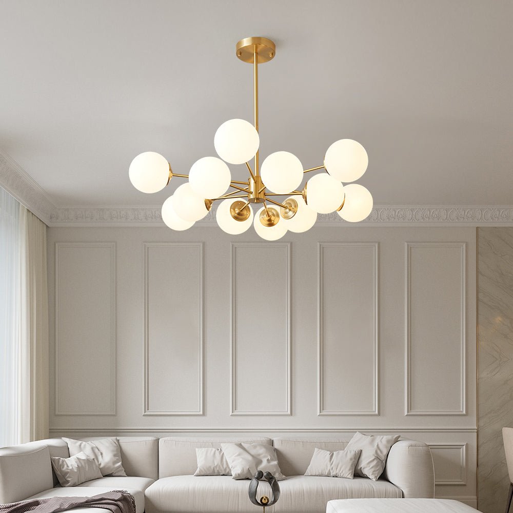 Glazia Minimalist Opal Glass Chandelier - Lamp Copper