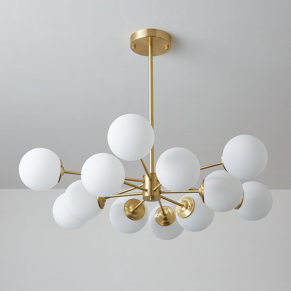Glazia Minimalist Opal Glass Chandelier - Lamp Copper
