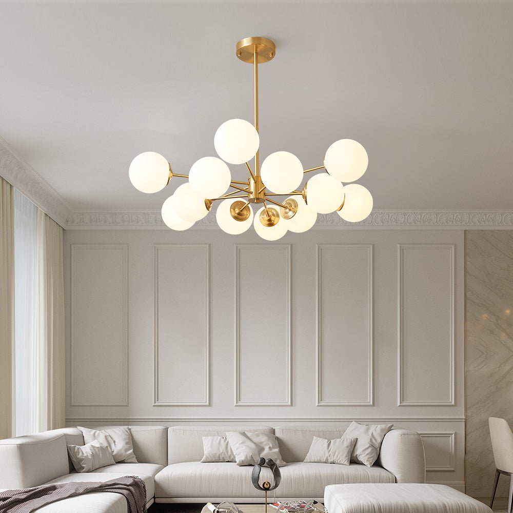 Glazia Minimalist Opal Glass Chandelier - Lamp Copper