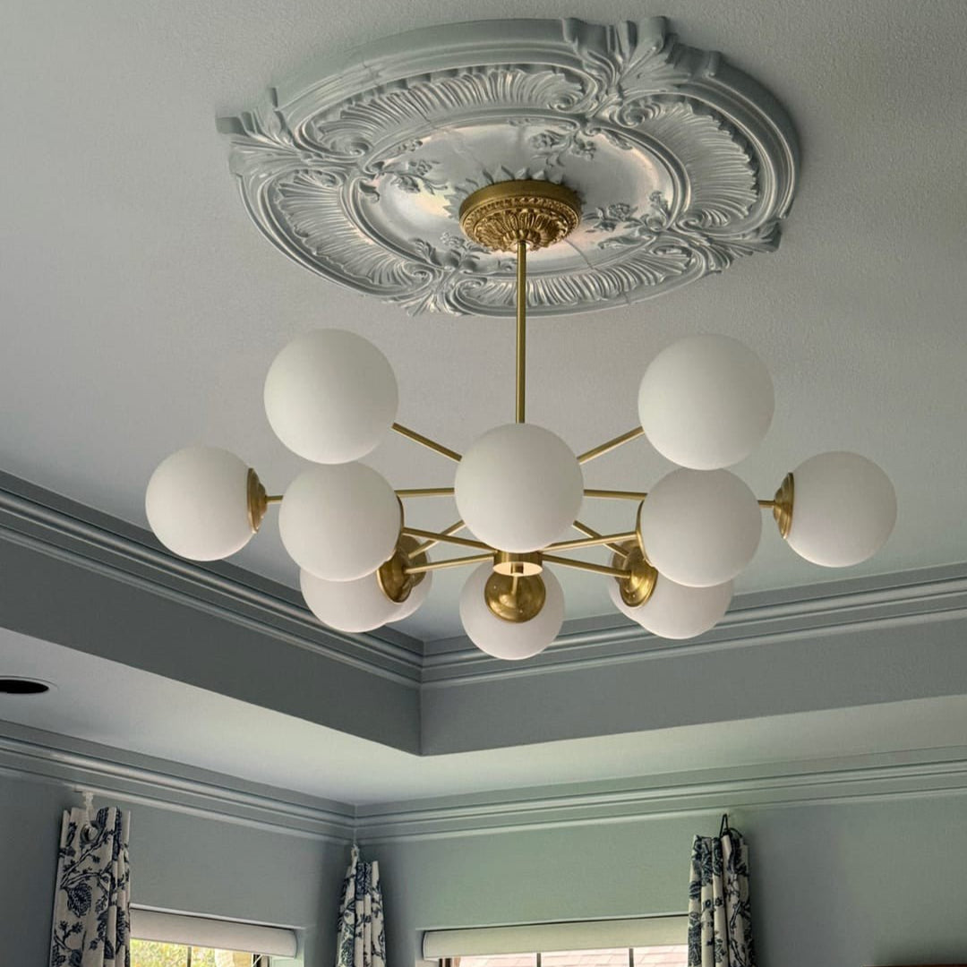 Glazia Minimalist Opal Glass Chandelier - Lamp Copper